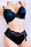 Satin Lace detail Bras with 3 hooks Push up Sexy