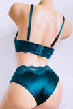 Satin Lace detail Bras with 3 hooks Push up Sexy