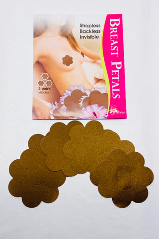 36 Pair Nipple Cover Flower Petal SATIN Pasties BREAST One Sizes MOCHA Fullness